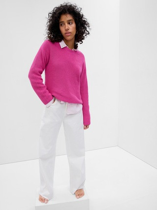 Shaker-Stitch Crewneck Sweater | Gap Factory