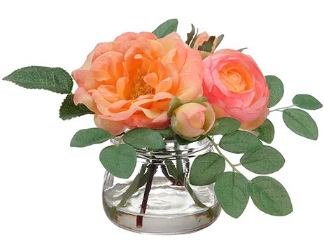 Edge Hill Silk Roses Centerpiece in Glass Vase | Wayfair North America