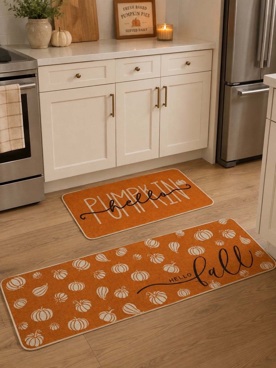 Fall kitchen season is officially here 
These pumpkin kitchen mats are such a cute and easy way to bring those cozy fall vibes into the kitchen!

#LTKHome #AmazonFinds #FallDecor #FallKitchen #AmazonHome #PumpkinDecor #CozyHome #LTKFinds

#LTKSeasonal #LTKHome