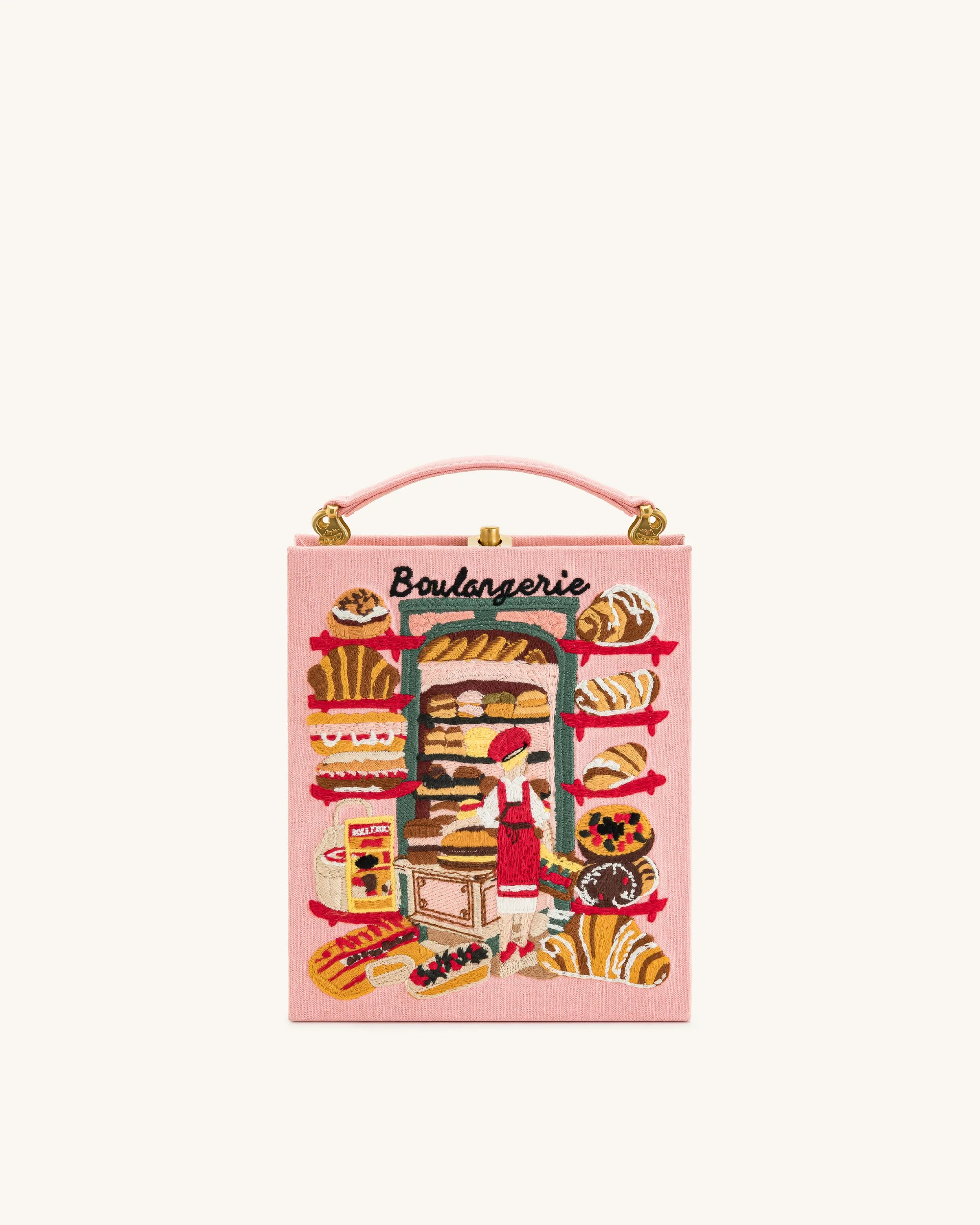 Taya-Bakery Embroidered Pattern Book Shape Clutch Bag - Pink | JW PEI US