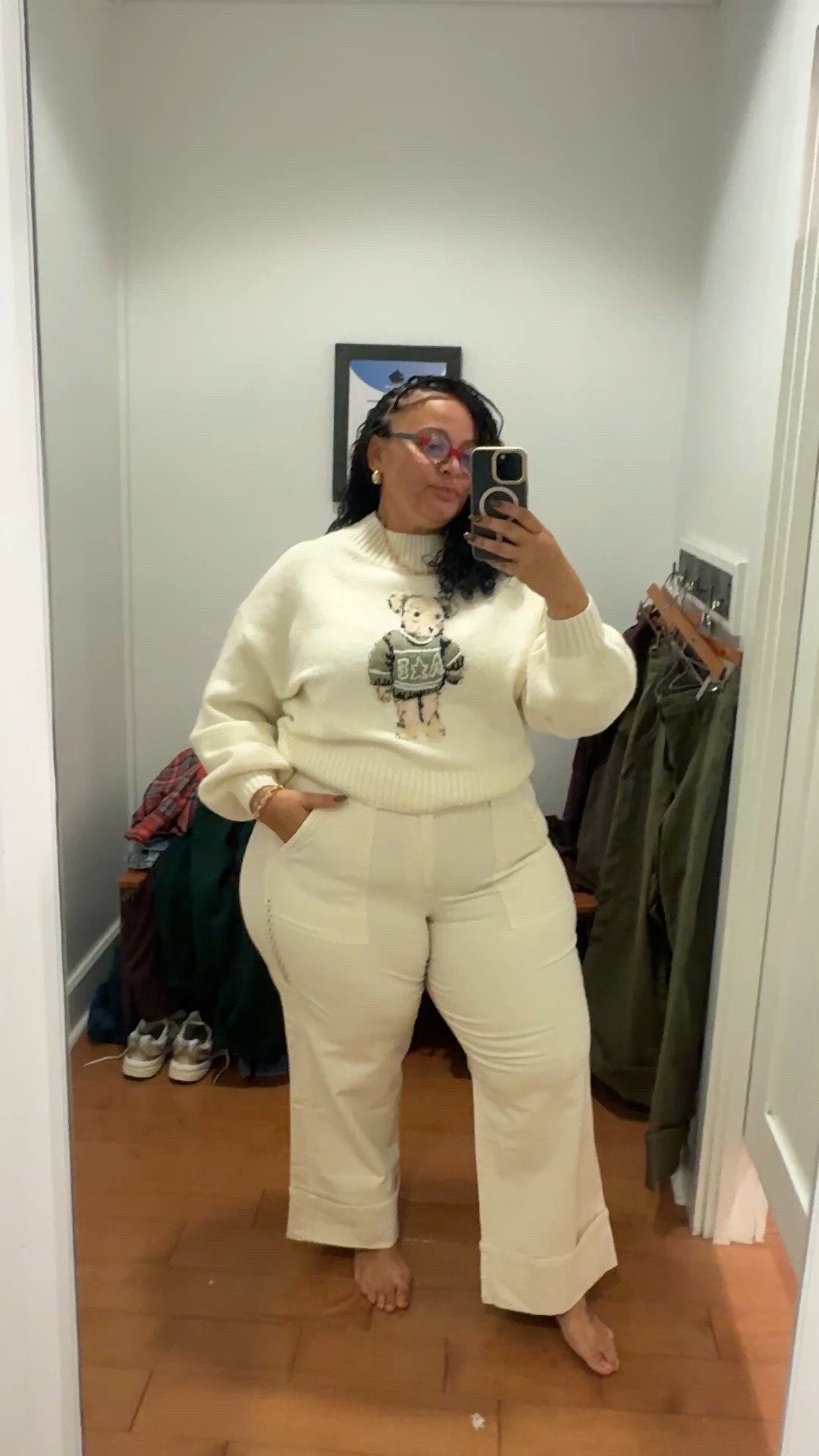 I'm just a girl who loves cute things!
This teddy bear sweater OMG!

I'm wearing an XL in pants (courdory size up) joggers
XL is good and 18 in the stove pipe jeans (cream and green) XL in sweaters!!



#LTKFindsUnder100 #LTKPlusSize #LTKStyleTip