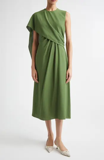 Tidus Draped Wool Crepe Midi Dress | Nordstrom