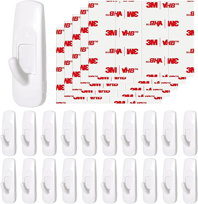 20 Medium Hooks for Hanging, Adhesive Wall Strips Hooks Heavy Duty, no Damage Sticky Utility with... | Amazon (US)