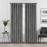 Eclipse Harper Velvet Rod Pocket Curtains for Bedroom, Single Panel, 50 in x 84 in, Charcoal | Amazon (US)