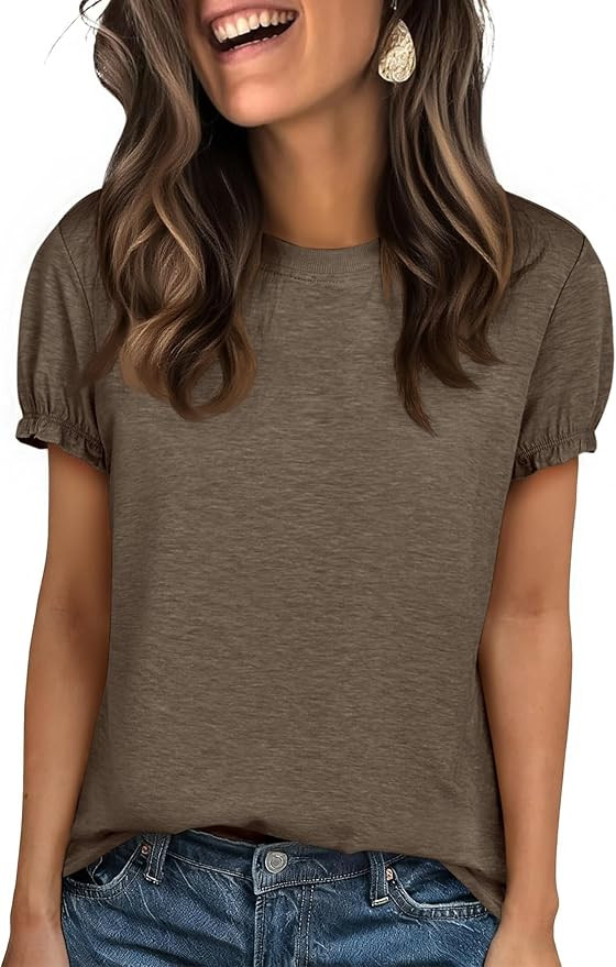 Cicy Bell Womens Ruffle Short Sleeve T Shirt Summer Casual Crew Neck Tops Loose Fit Basic Tees | Amazon (US)