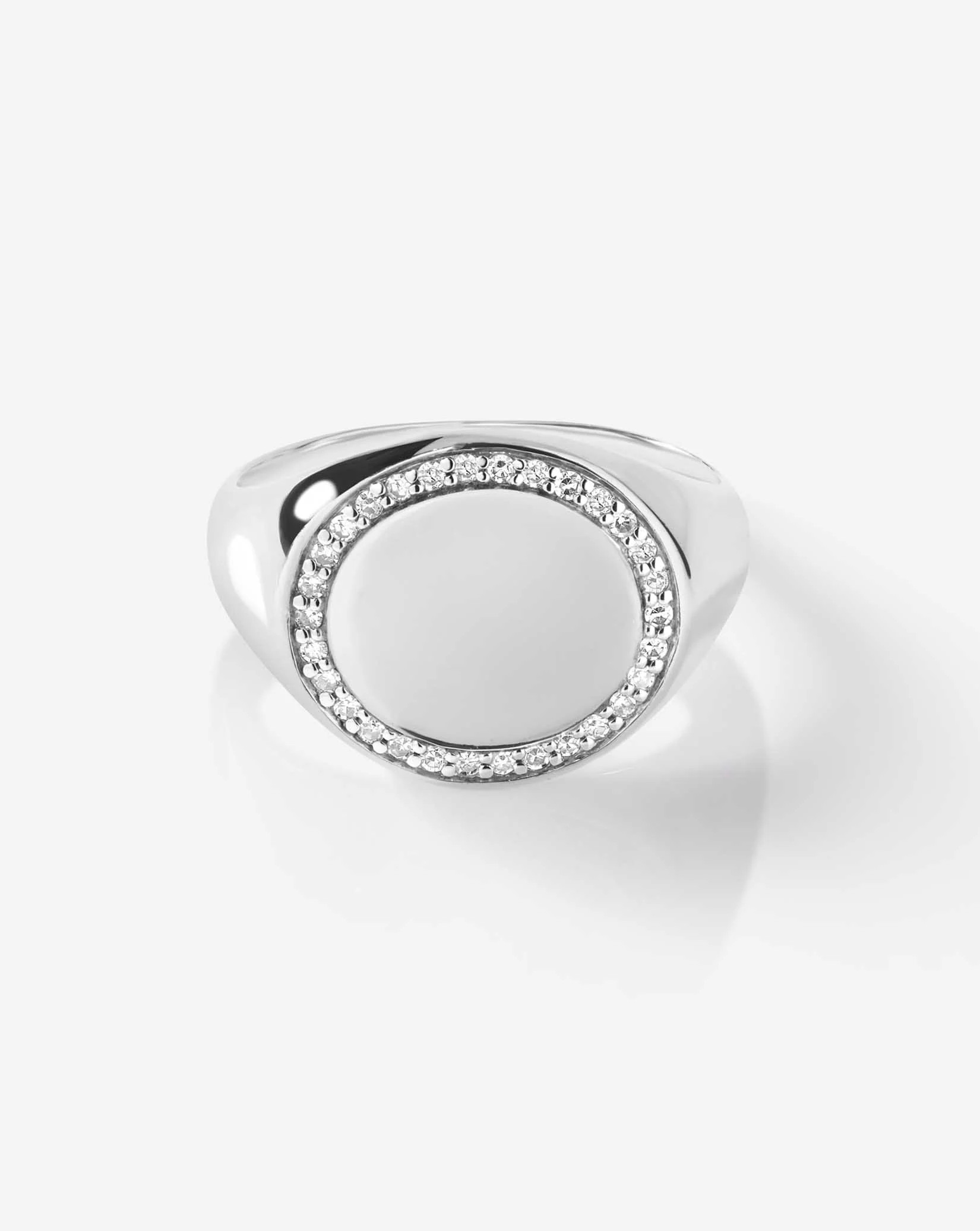 Pavé Diamond Border Signet Ring | Ring Concierge