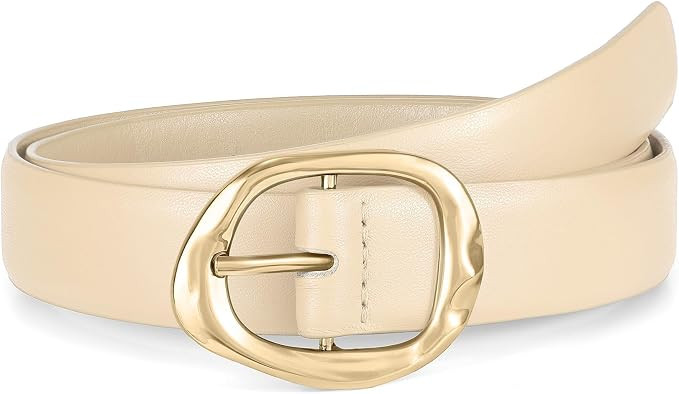 WHIPPY Leather Belt for Women Casual Waist Belt with Gold Buckle Fashion Ladies Belt for Jeans Pa... | Amazon (US)