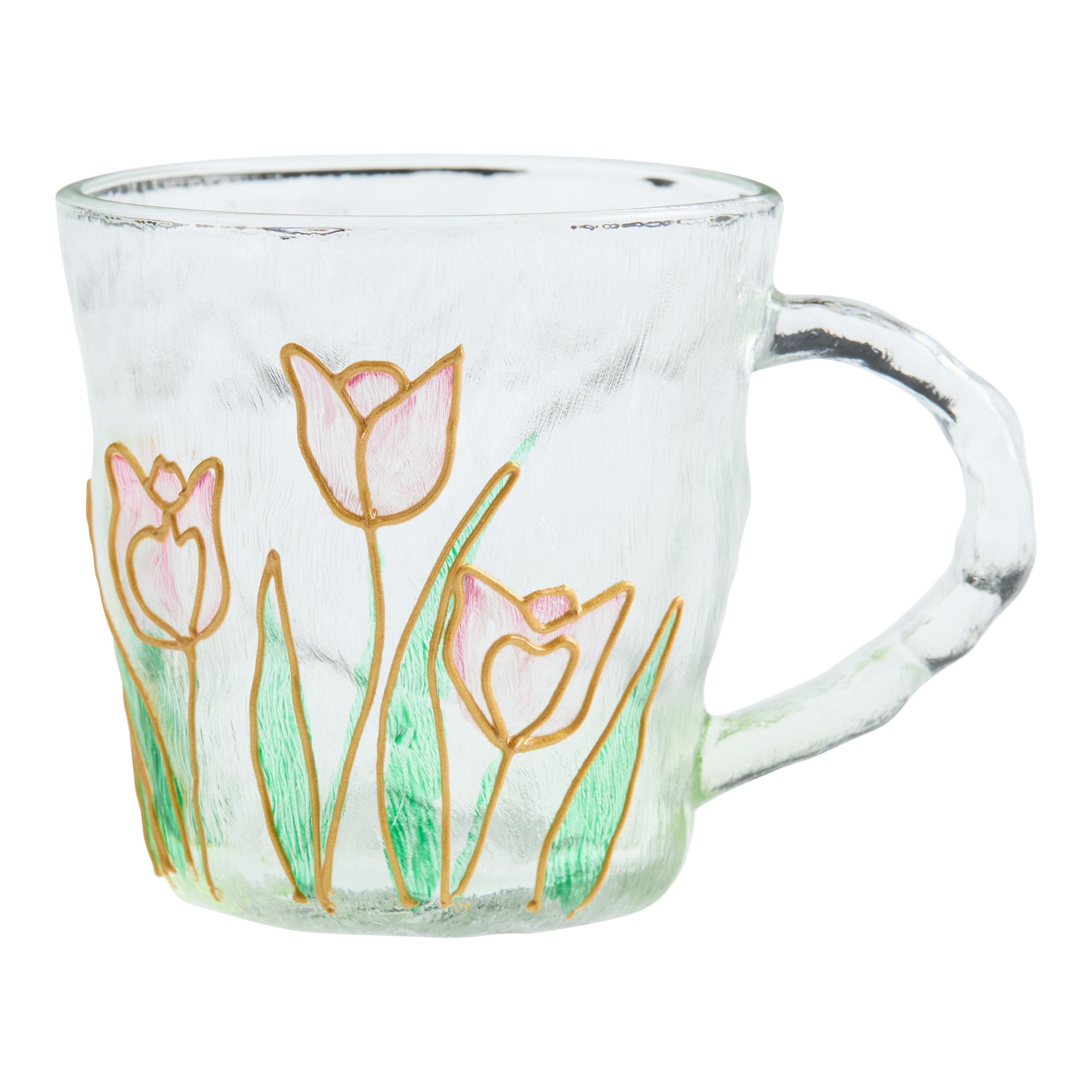 Green and Pink Ombre Tulip Textured Glass Mug | World Market