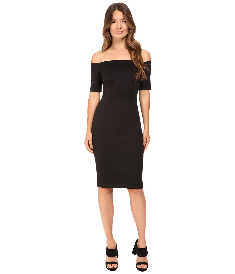 YIGAL AZROUEL - Black Scuba Off the Shoulder Dress (Black) Women's Dress | Zappos