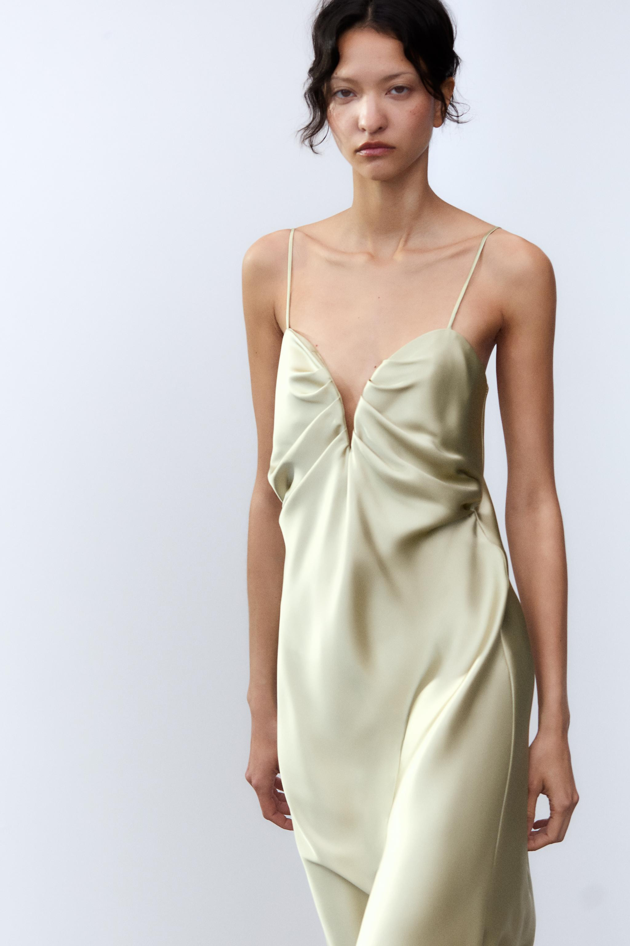 SATIN SWEETHEART MIDI DRESS | Zara US