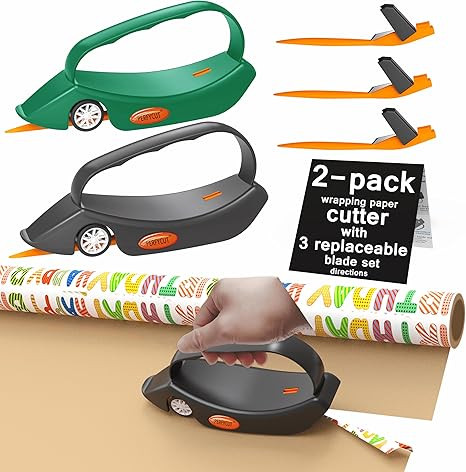 perfycut Wrapping Paper Cutter 2 pack with 3 Replaceable Blade Sets for Gift Wrapping Paper Roll ... | Amazon (US)