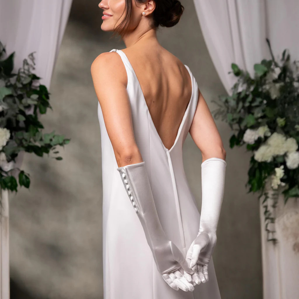 Phoebe |  Bridal Satin Opera Glove | Cornelia James
