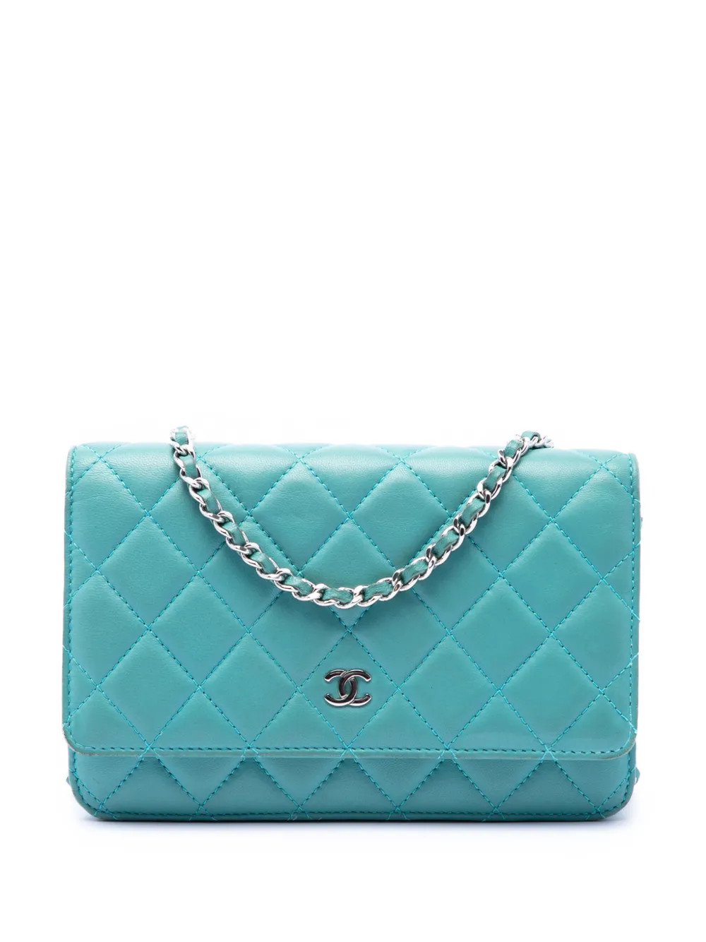 CHANEL Pre-Owned 2015-2016 CC Quilted Lambskin Wallet On Chain Crossbody Bag | Blue | FARFETCH | Farfetch Global