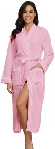 RONGTAI Womens Waffle Robe Waffle Long Sleeve Bathrobe with Belted and Pockets Lightweight Housec... | Amazon (US)