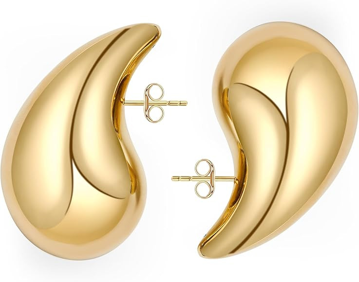 Chunky Gold Hoop Earrings For Women,Chunky Gold Drop Earrings Sliver Hoop Earrings Dupes,Womens E... | Amazon (UK)