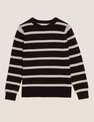 Lambswool Rich Striped Crew Neck Jumper | Marks & Spencer (UK)