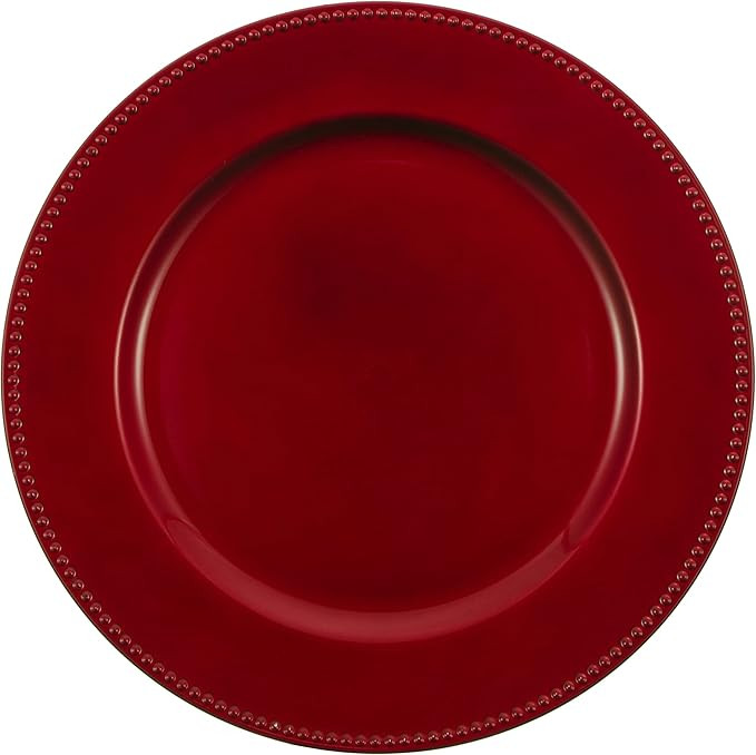 Red Christmas Charger Plates Set of 12, 13 Inch Round with Red Beaded Edges, Premium Polypropylen... | Amazon (US)