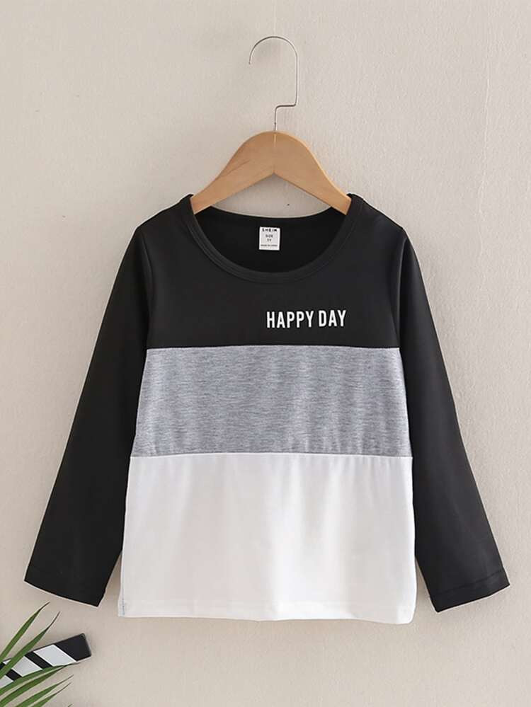 New
     
      Toddler Boys Letter Graphic Colorblock Tee | SHEIN