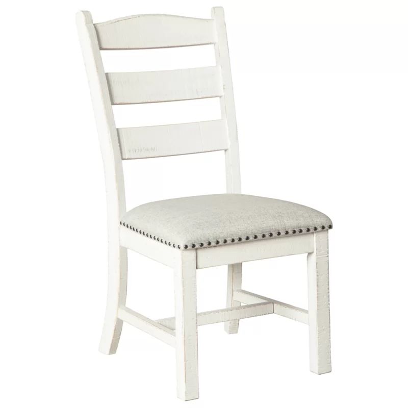 Jasso Upholstered Ladder Back Side Chair in Vintage White | Wayfair North America