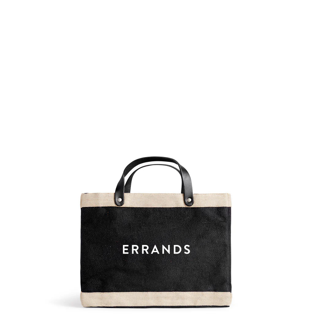 Petite Market Bag in Black with “ERRANDS” | Apolis