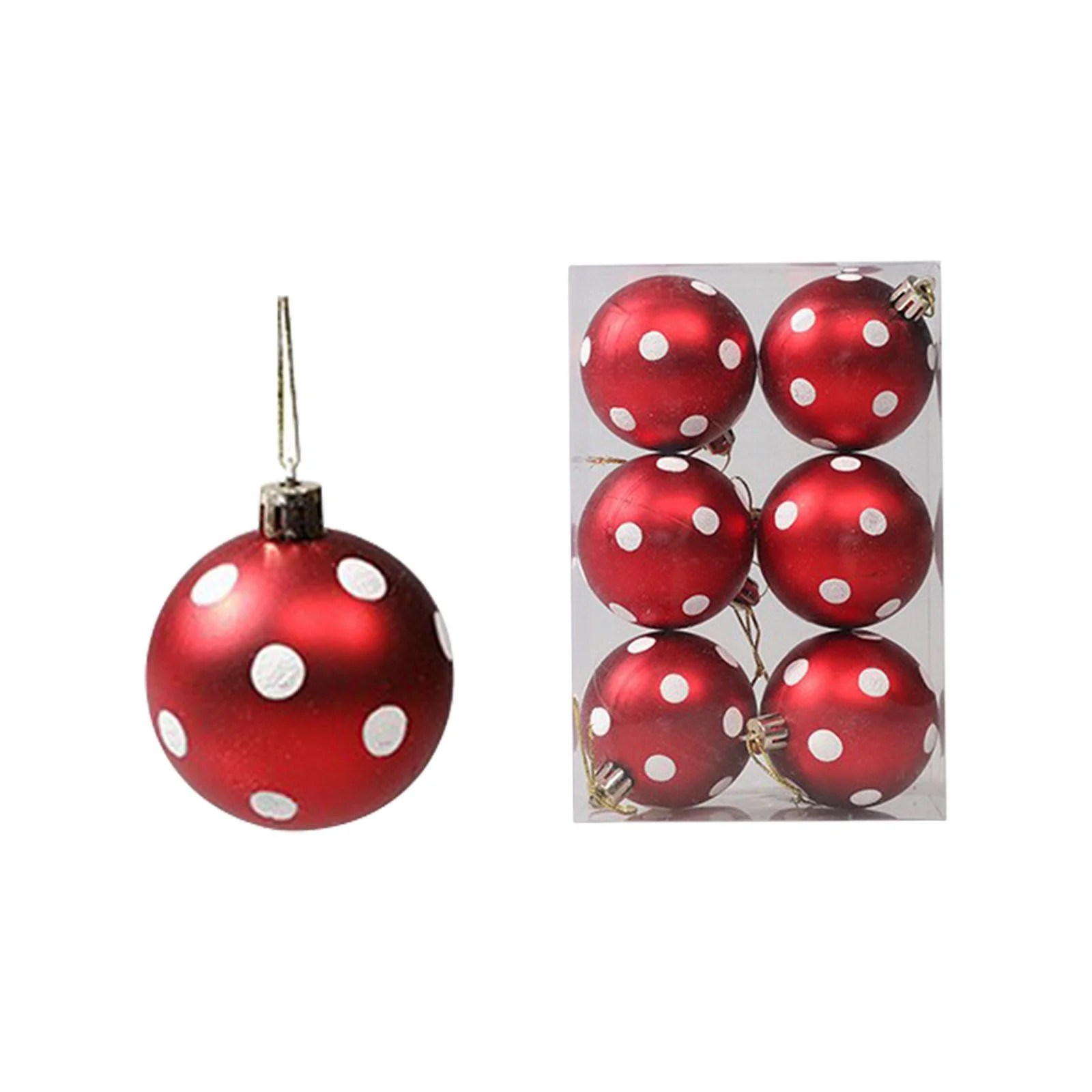 Christmas Balls – Red and White Polka Dot Plastic Hanging Ornaments for Tree Wreath Holiday Wed... | Walmart (US)