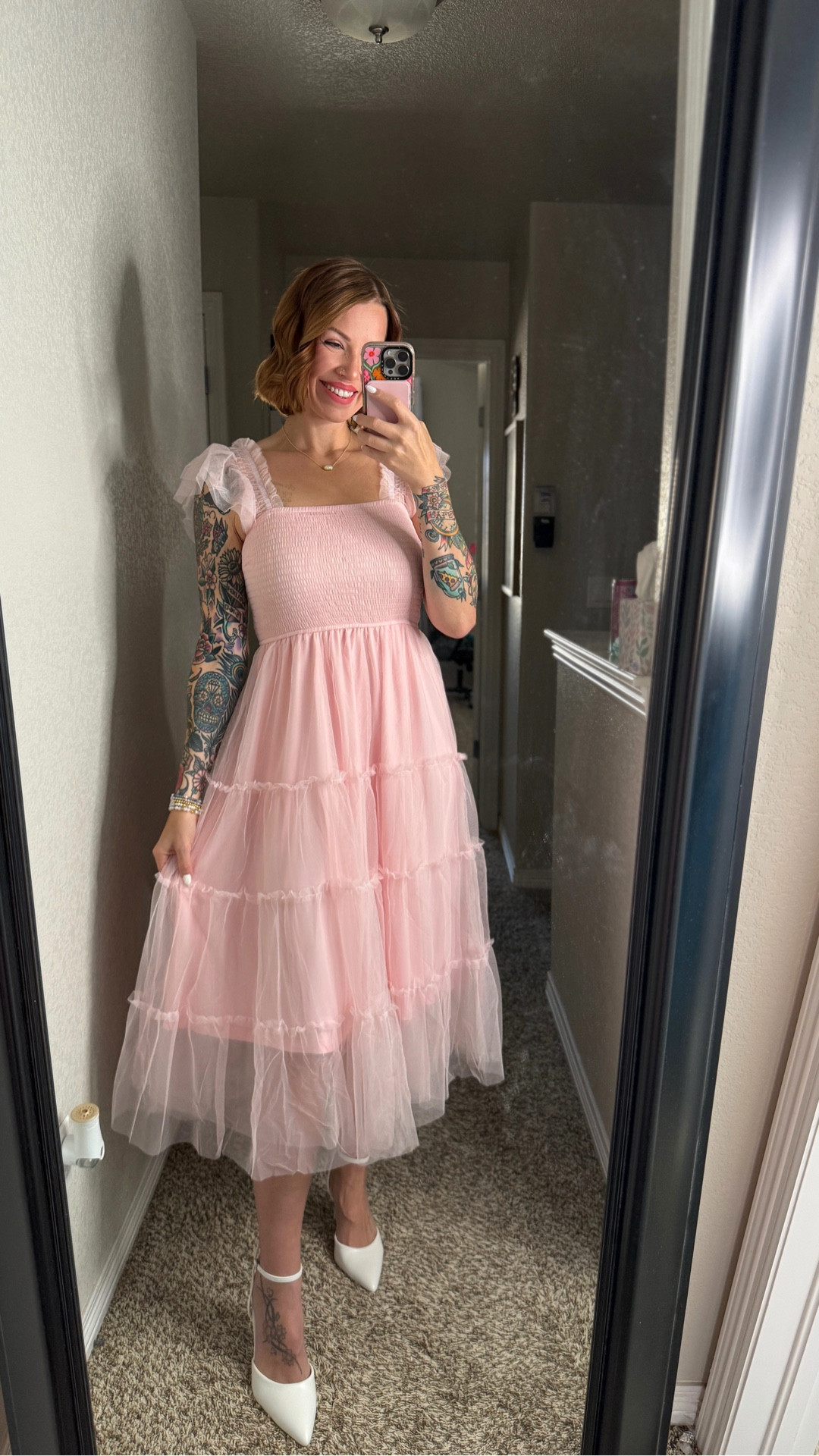 Pink tulle spring/summer dress. I’m wearing a size small. Love the smock top and the sleeves. So pretty and comfortable.

I’m 5’6”, 145 lbs 

#LTKMothersDay #LTKmomlife #LTKootd