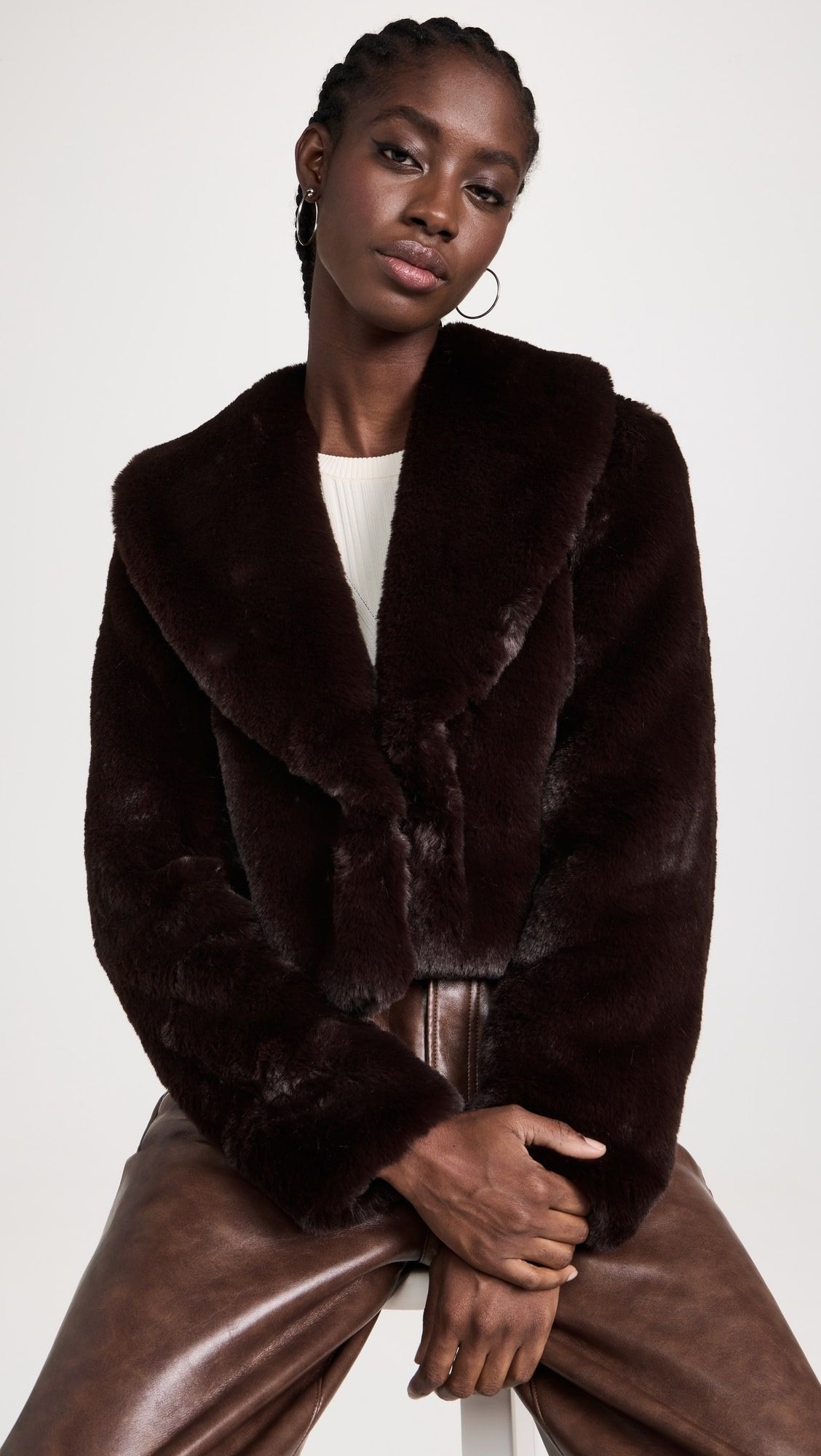 L'AGENCE Davy Crop Faux Fur Jacket | Shopbop | Shopbop