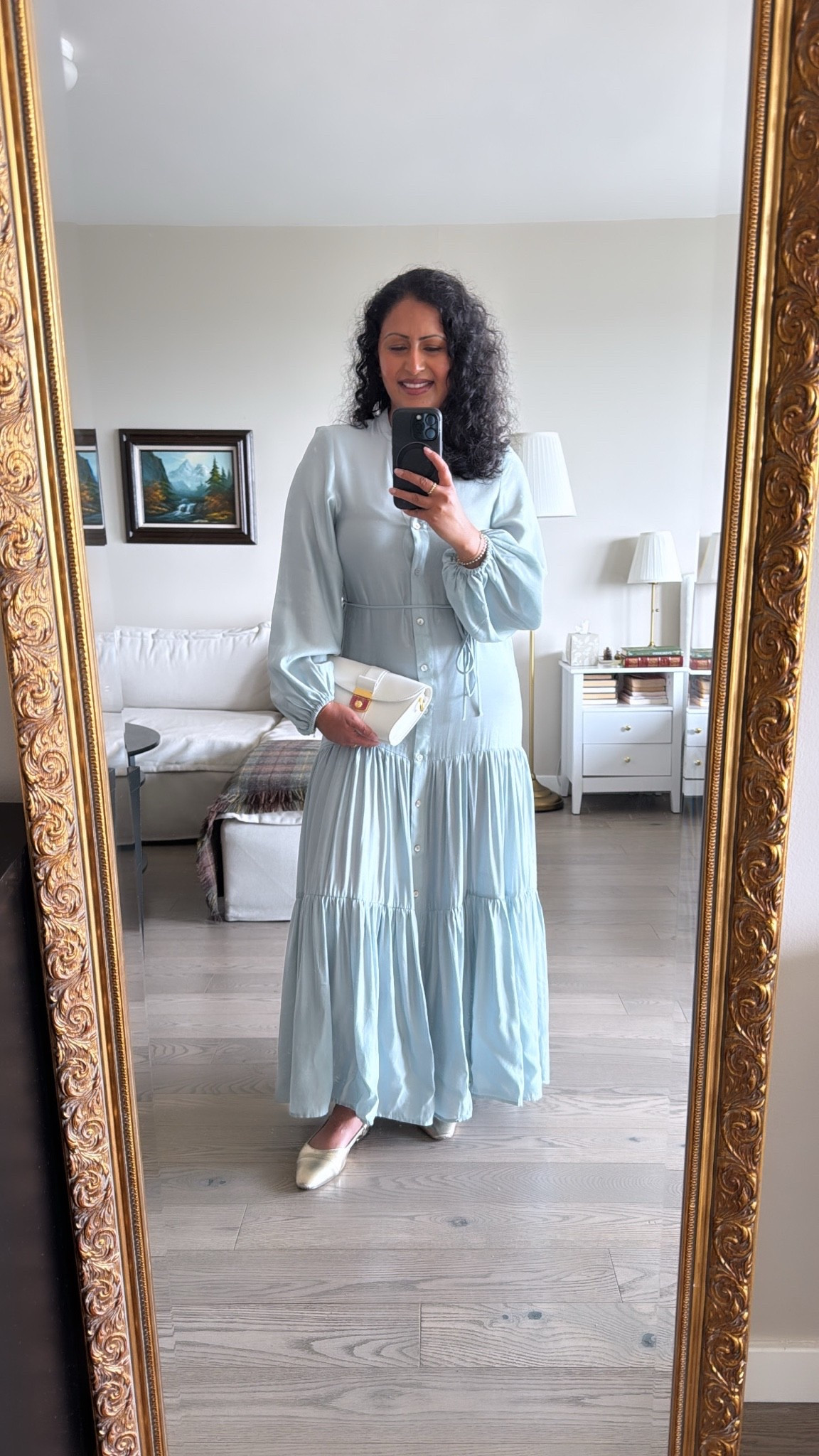 H&M dusty blue long sleeve tiered midi summer dress 👗

#LTKootd #LTKPetite #LTKSeasonal