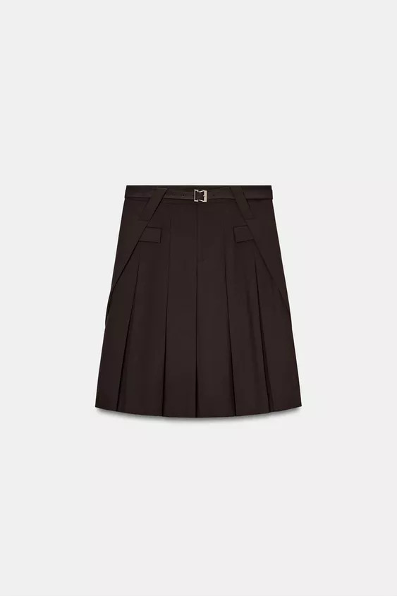 ZW COLLECTION PLEATED MIDI SKIRT | Zara US
