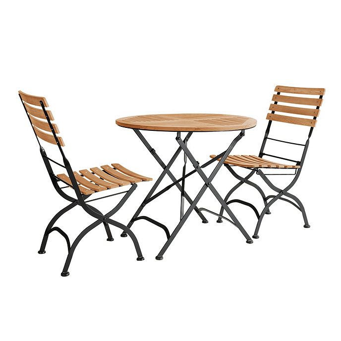 Giardino Teak Folding Patio Table with Umbrella Hole & 2 Side Chairs | Ballard Designs, Inc.