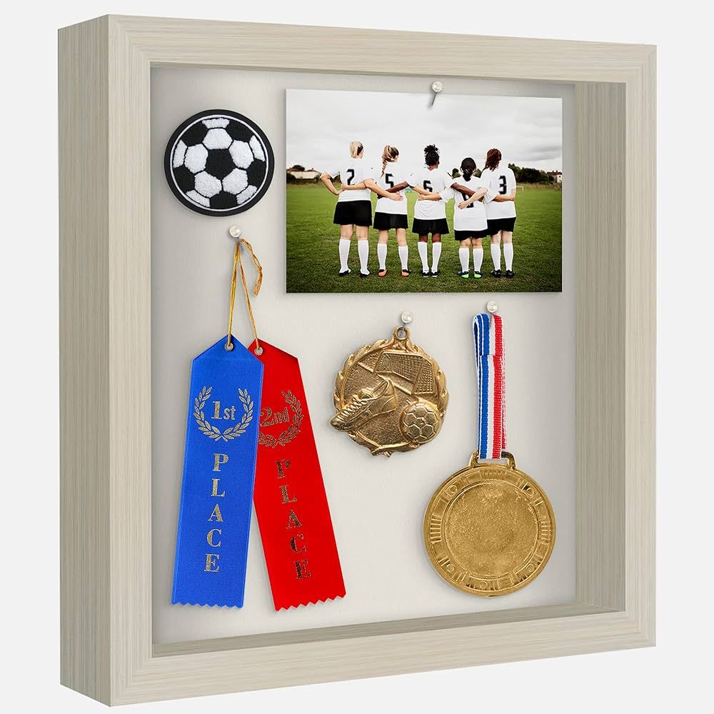 Americanflat 11x11 Shadow Box Frame in Light Wood with Soft Linen Back - Composite Wood with Poli... | Amazon (US)