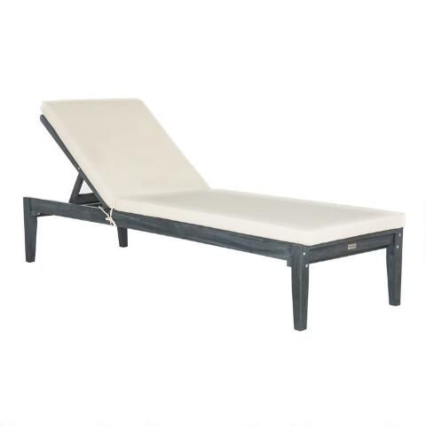 Acacia Wood Outdoor Chaise Lounge with Cushion | World Market