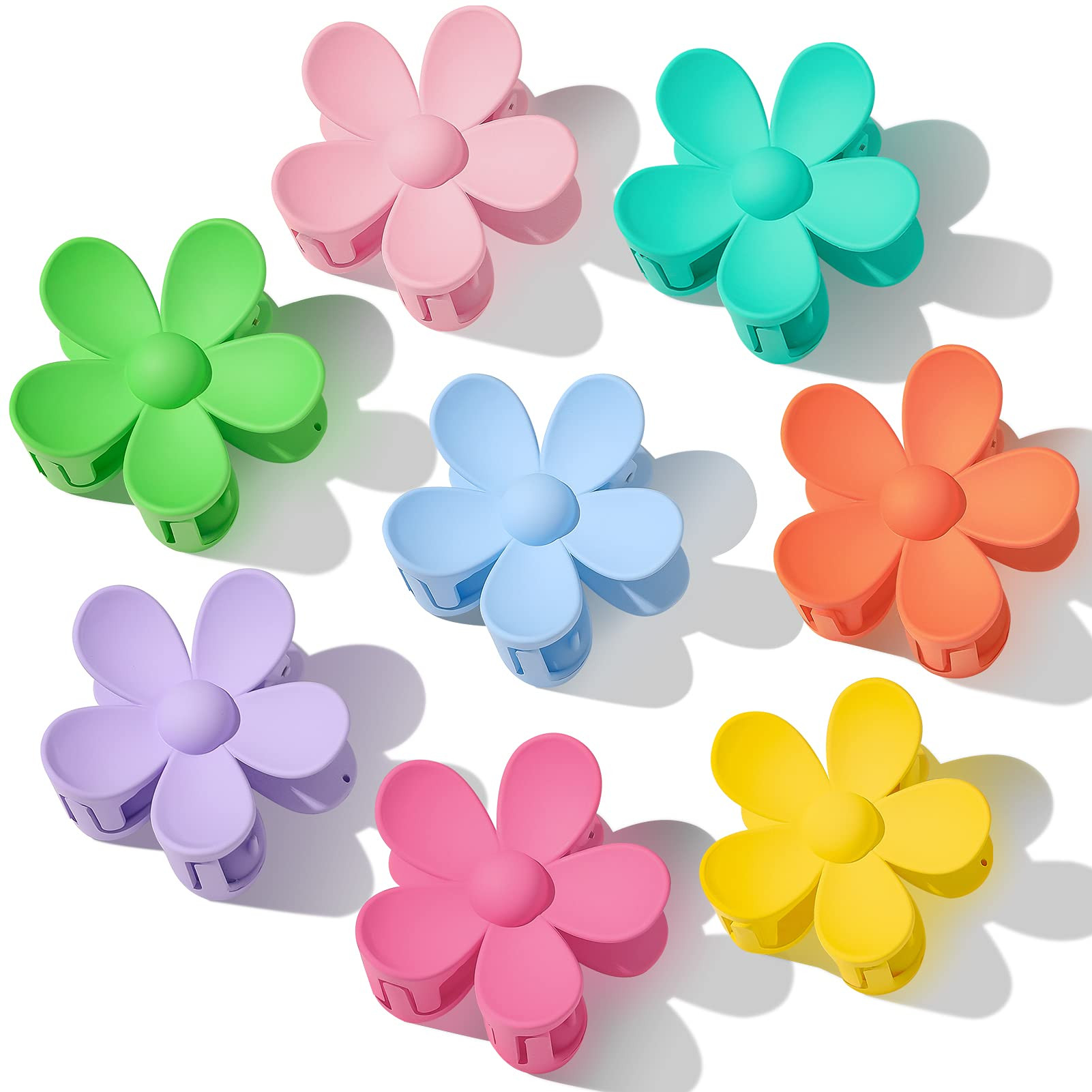 Amazon.com: Flower Hair Clips 8PCS, Large Claw Clips for Women Girls Thick Thin Hair, Strong Hold Nonslip Big Dasiy Jaw Clamps Matte Hair Accessories 8 Colors | Amazon (US)