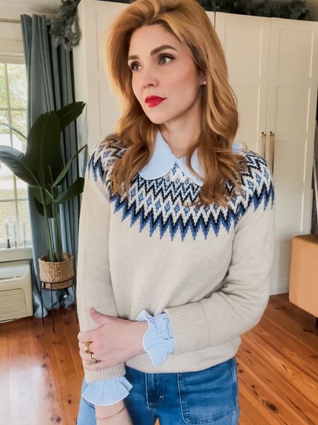 Amazon fashion! Preppy classic holiday vibes ❄️🤍 this sweater is very soft and I love this feminine collared button up with ruffle sleeves. 


#LTKfindsunder50 #LTKover40 #LTKHoliday