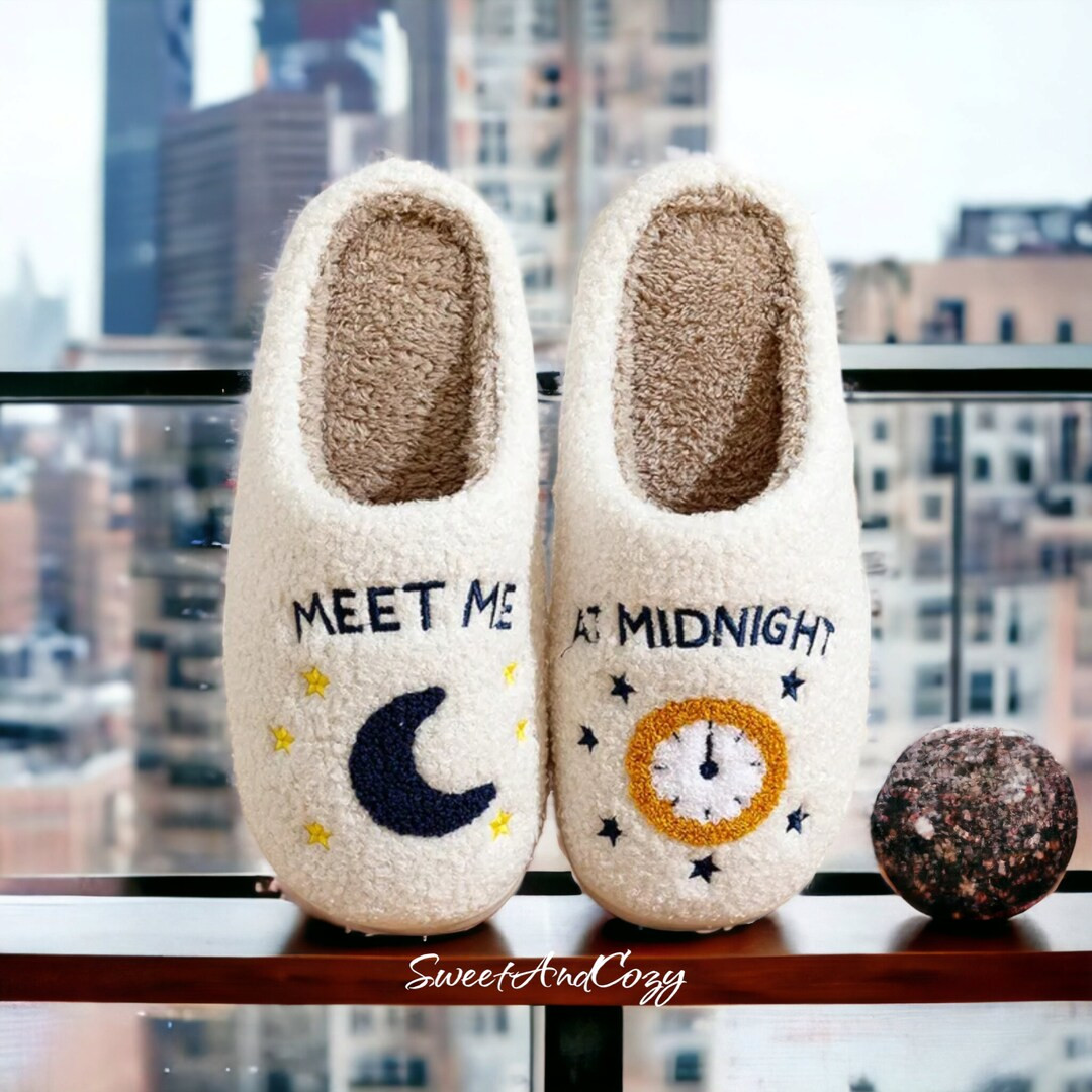 Taylor Meet Me at Midnight Slippers Funny Cozy Fluffy Home - Etsy | Etsy (US)