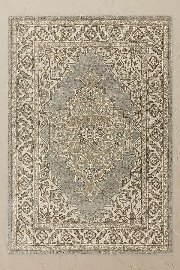 Bronte Hand-Tufted Natural Beige Wool Persian Rug | Anthropologie (UK)