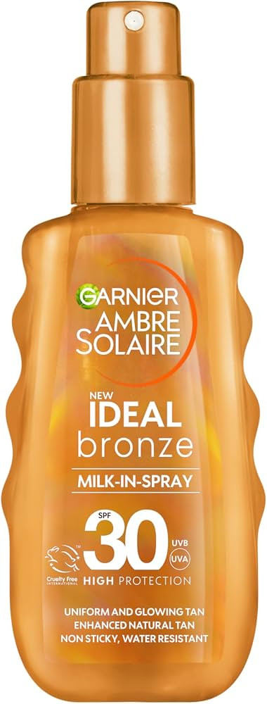 Garnier Ambre Solaire Fake Tan, Ideal Bronze SPF30 Milk-In Spray, Tan Enhancing, with Vitamin E, ... | Amazon (UK)