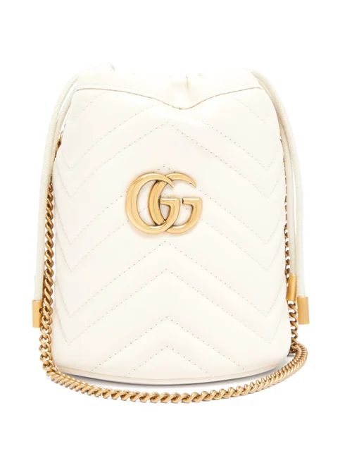Gucci - GG Marmont Leather Bucket Bag - Womens - White | Matches (US)