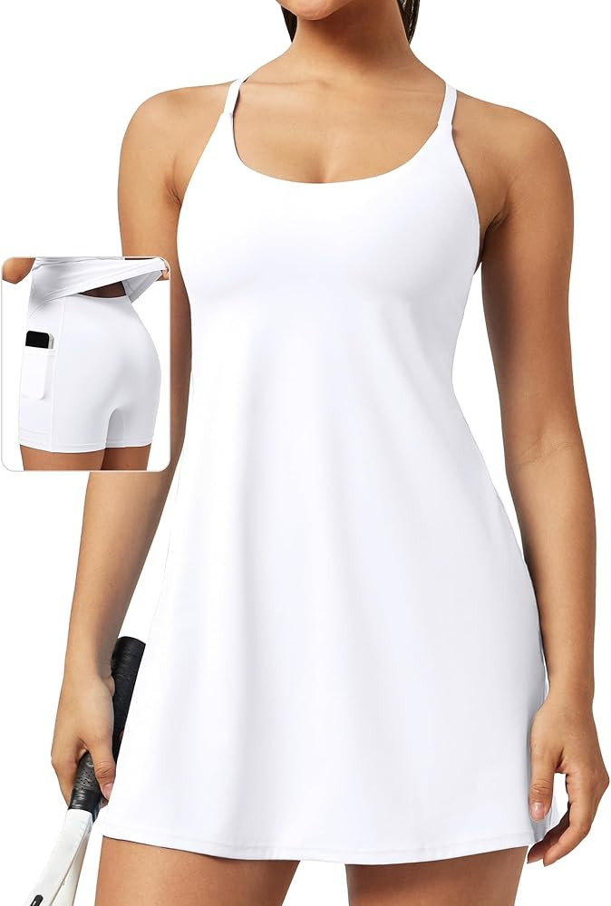 Ewedoos Athletic Tennis Dress for Women with Shorts Underneath Easy Peezy U Neck Adjustable Strap... | Amazon (US)