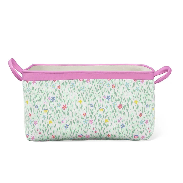 Mainstays Kids Medium Multi Meadow Canvas Printed Storage Basket with Handles | Walmart (US)
