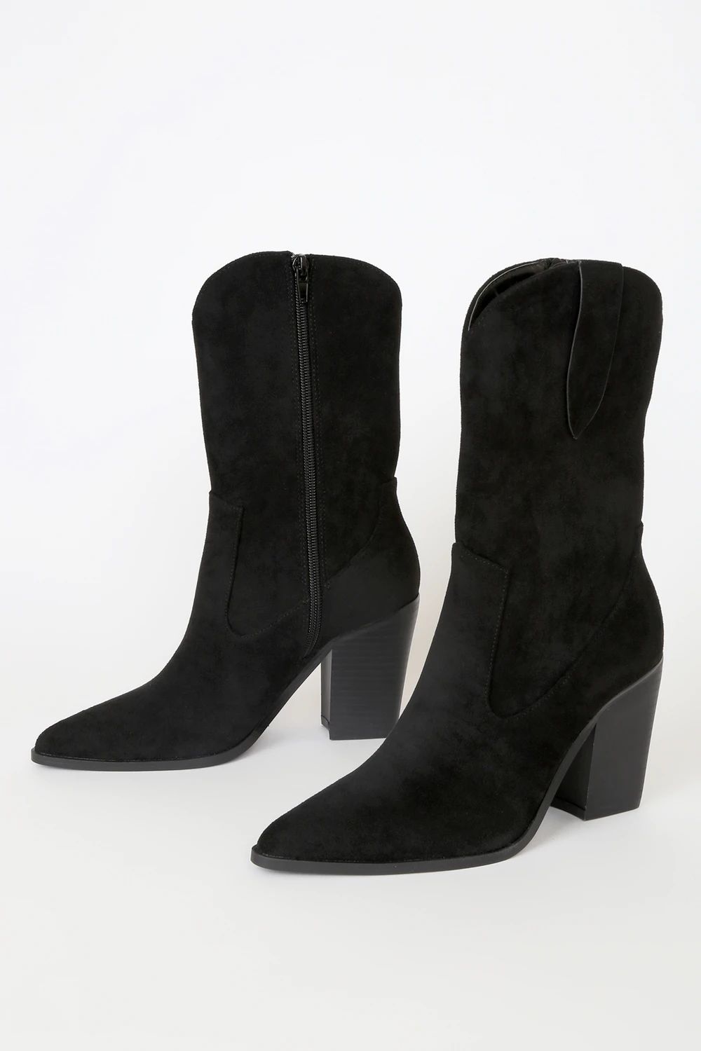 Levii Black Suede Mid-Calf Pointed-Toe Boots | Lulus (US)