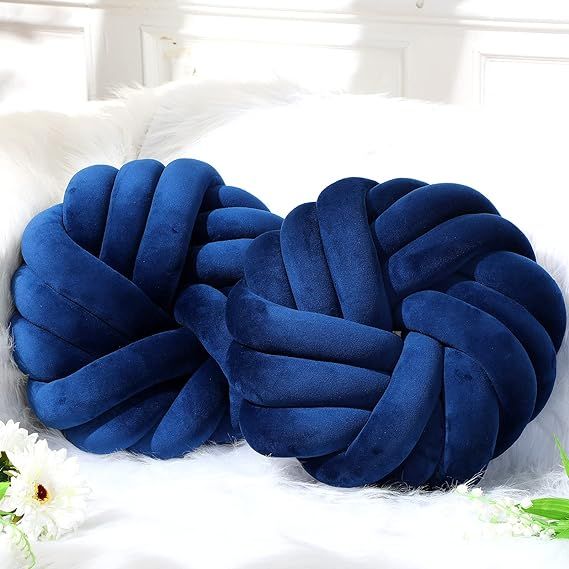 2 Pcs Knot Pillow 14 x 14 Inch Plush Throw Knot Ball Pillow Decorative Soft Sofa Knot Pillow Ball... | Amazon (US)