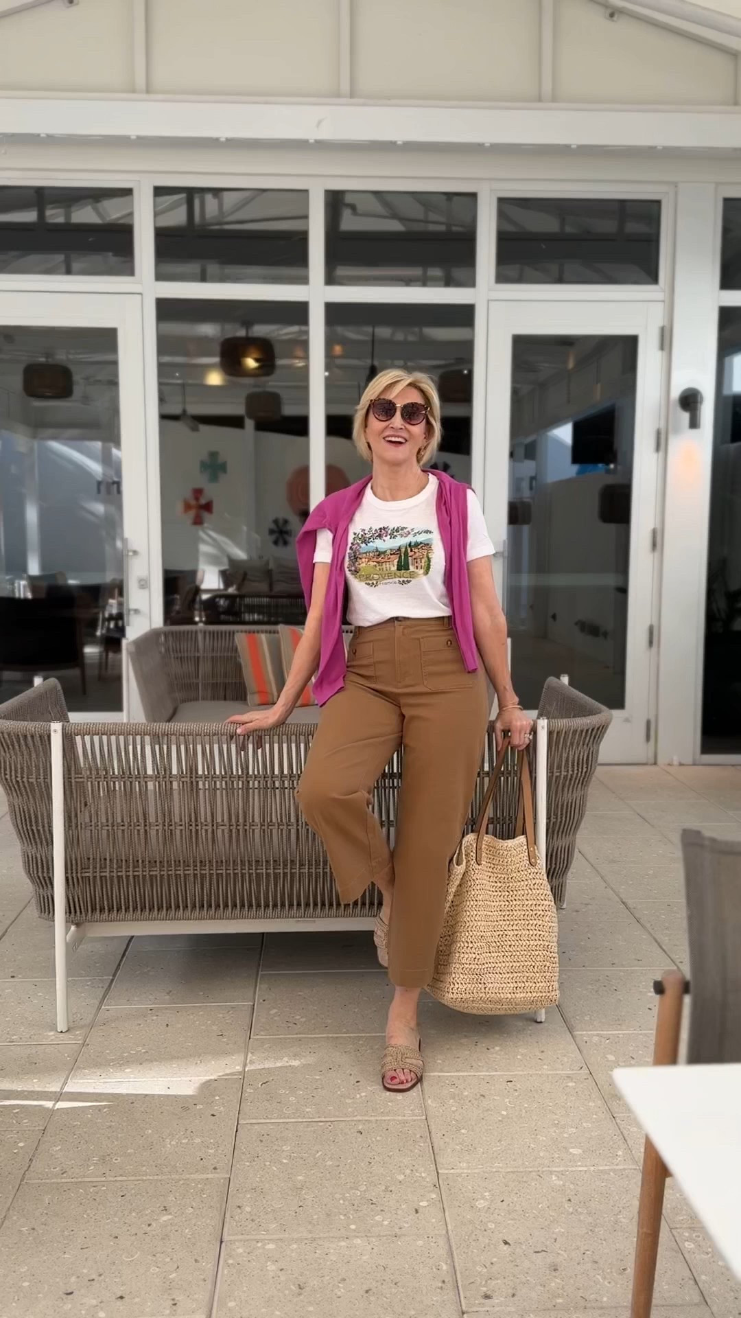 Starting the week in my favorite mix of comfort and personality— a bold graphic tee, caramel cropped pants, and a pop of color with this cozy purple sweater. 
💜Scroll down to shop & follow for more 

#TimelessStyle #FashionOver50 #ConfidentAndChic

#LTKOver40 #LTKWatchNow #LTKSeasonal