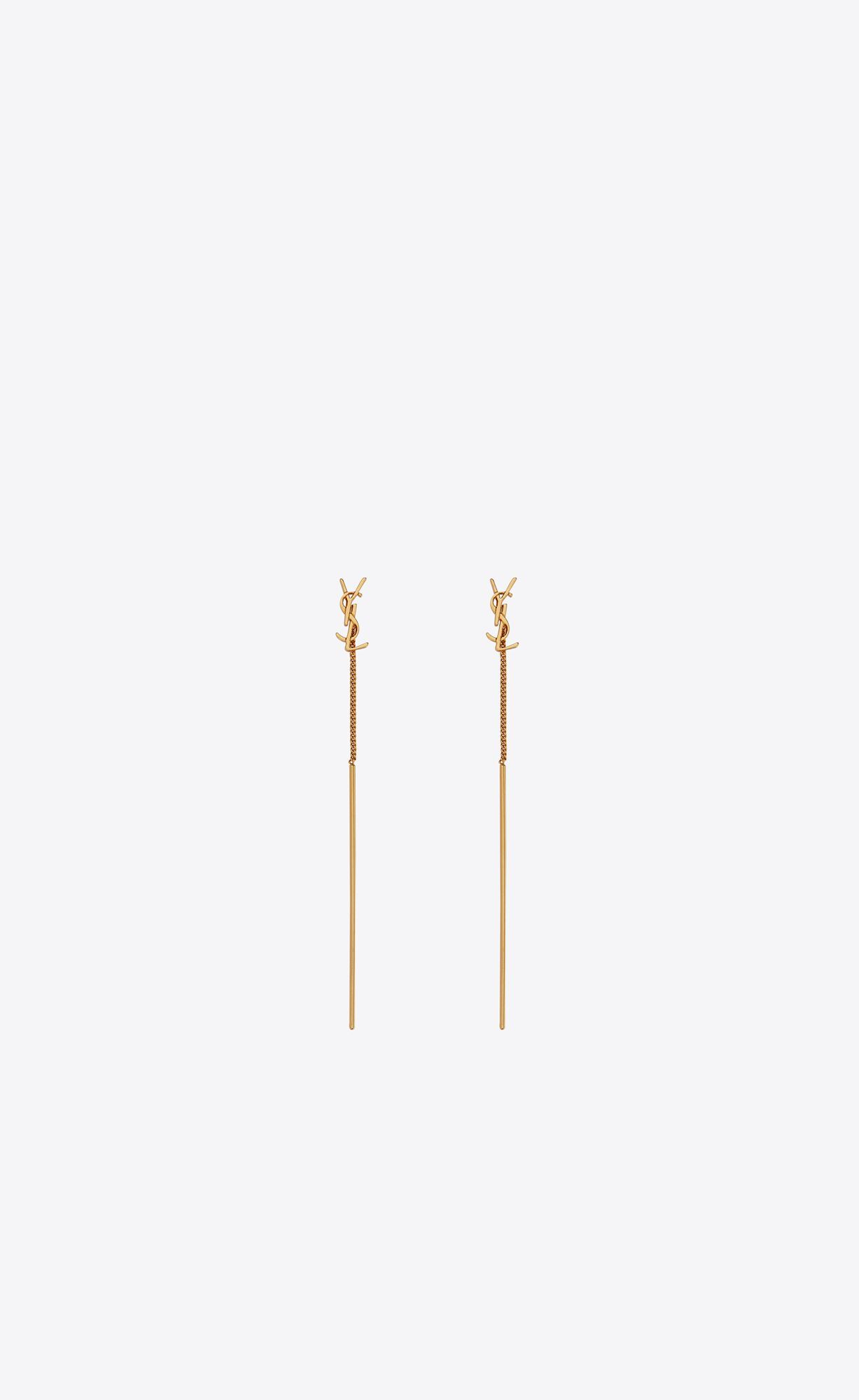 opyum ysl threader earrings in metal | Saint Laurent Inc. (Global)