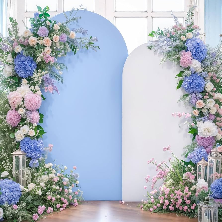White Blue Arch Backdrop Cover Wedding Arch Covers 7.2 and 6ft Party Arch Backdrop Stand Cover Ba... | Amazon (US)