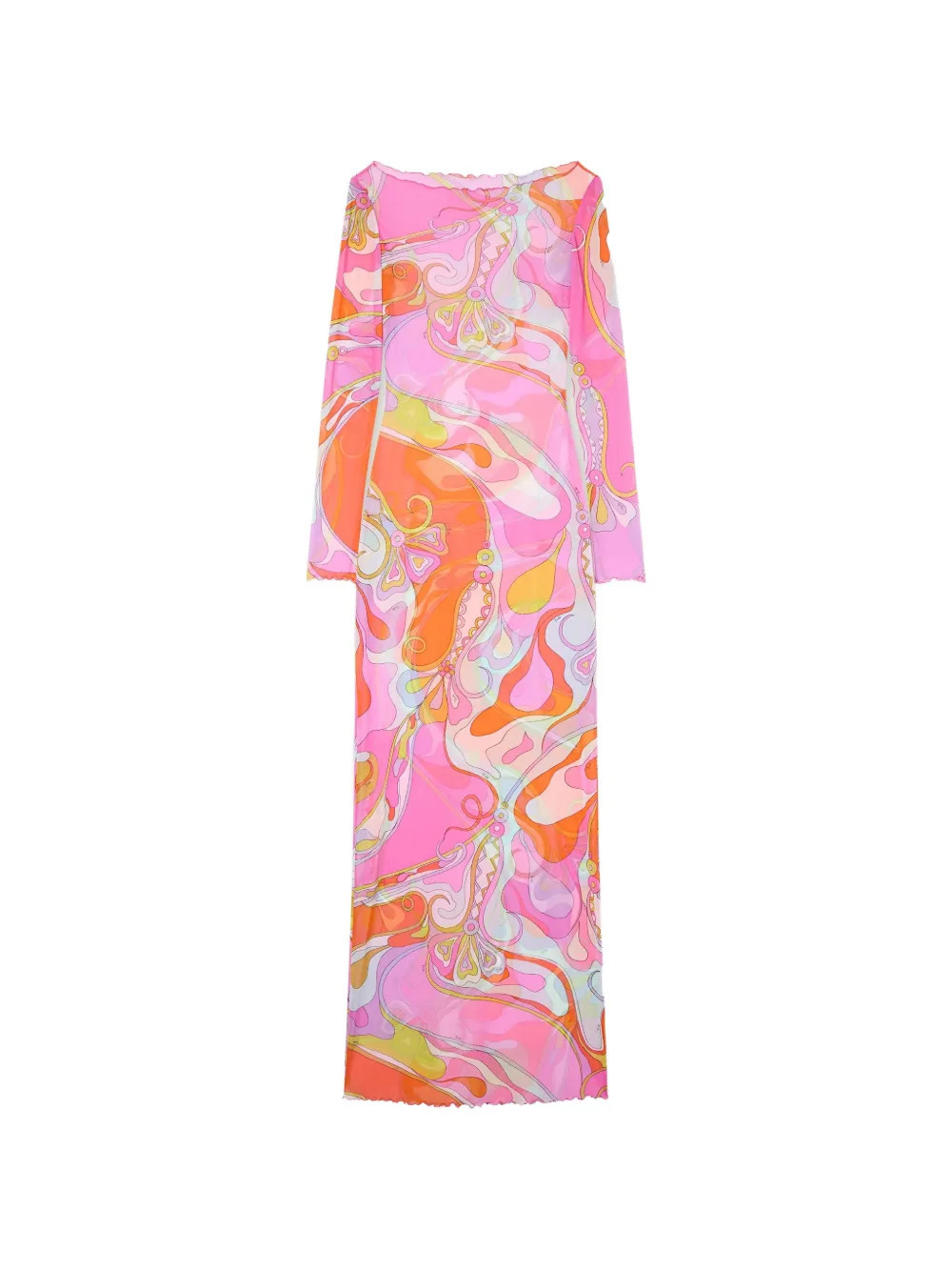 PUCCI Orchidee-print long-sleeve maxi dress - Pink | Farfetch Global
