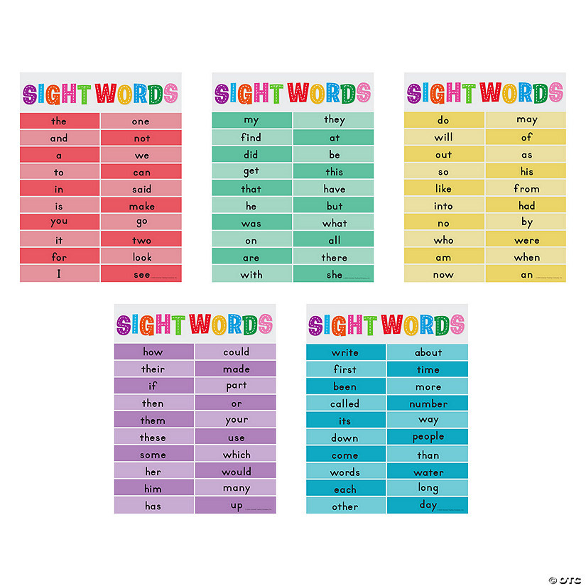 16" x 20 3/4" Elementary Sight Words Classroom Poster Set - 5 Pc. | Oriental Trading Company