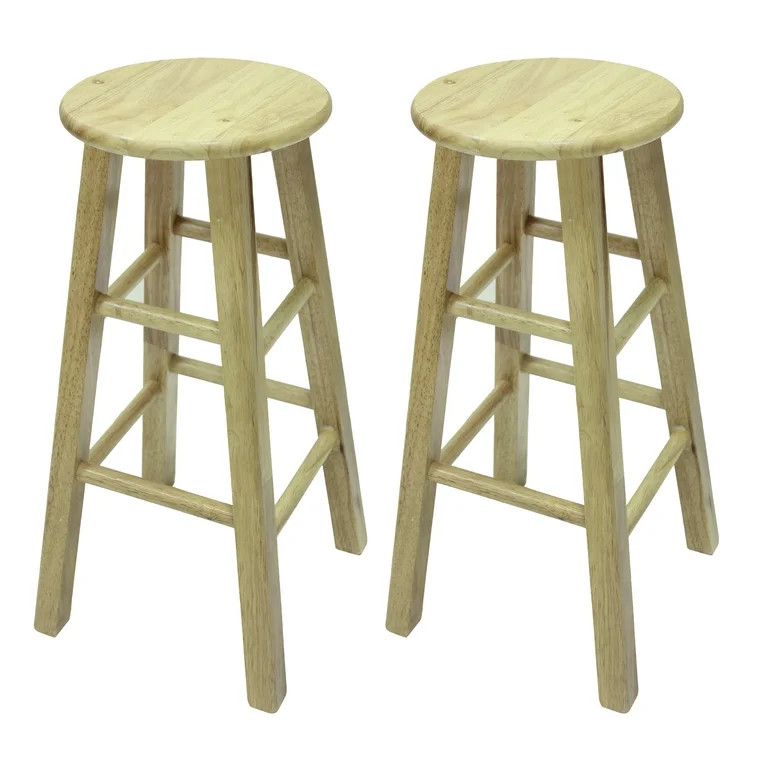 Mainstays Natural Tan Wood Backless Indoor Kitchen Barstool, Fully Assembled, 29" High | Walmart (US)