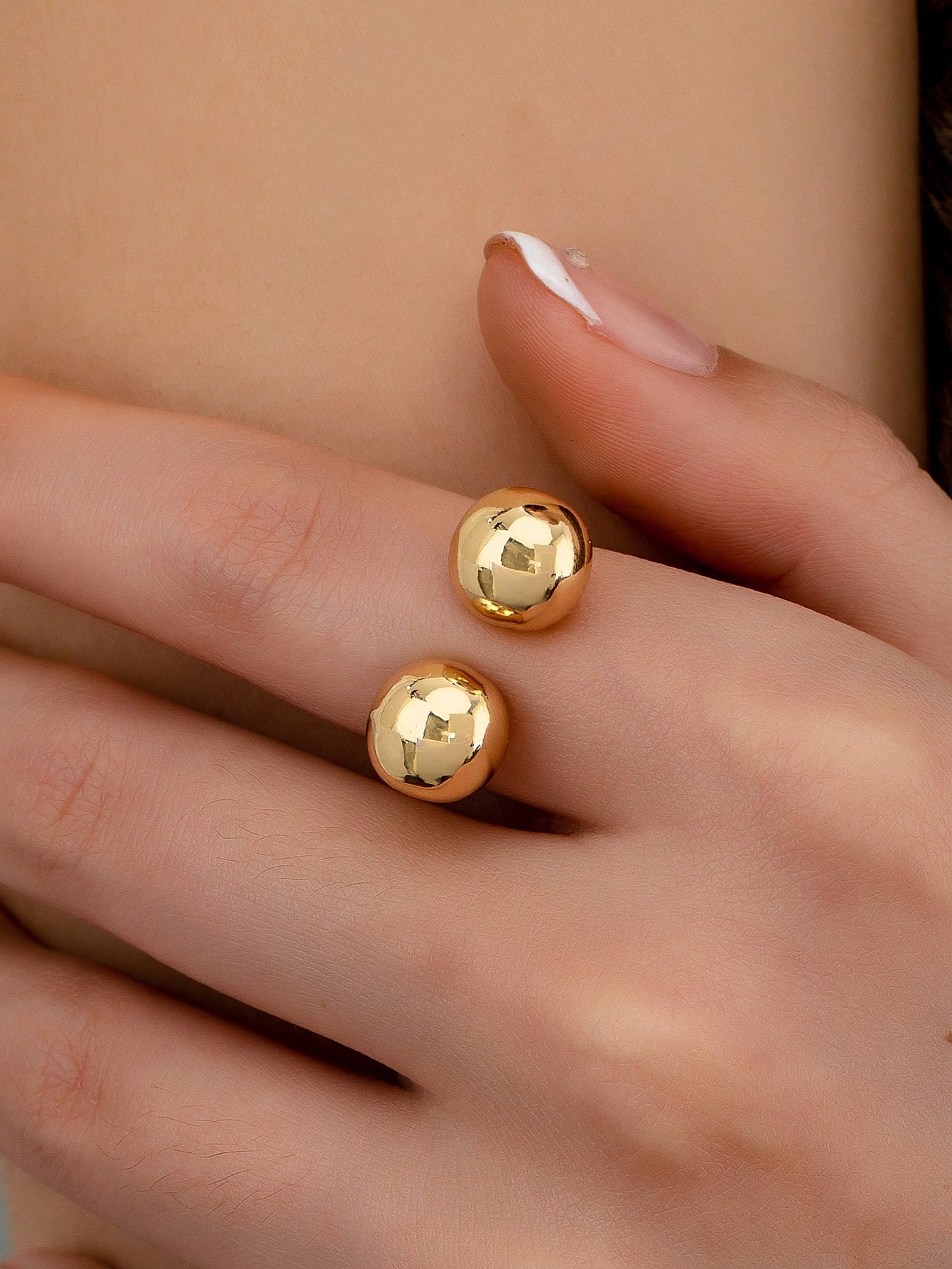 Trends1pc Gold Simple Classic Metal Ball Design Open CHUNKY Statement Ring For Women Daily Casual... | SHEIN