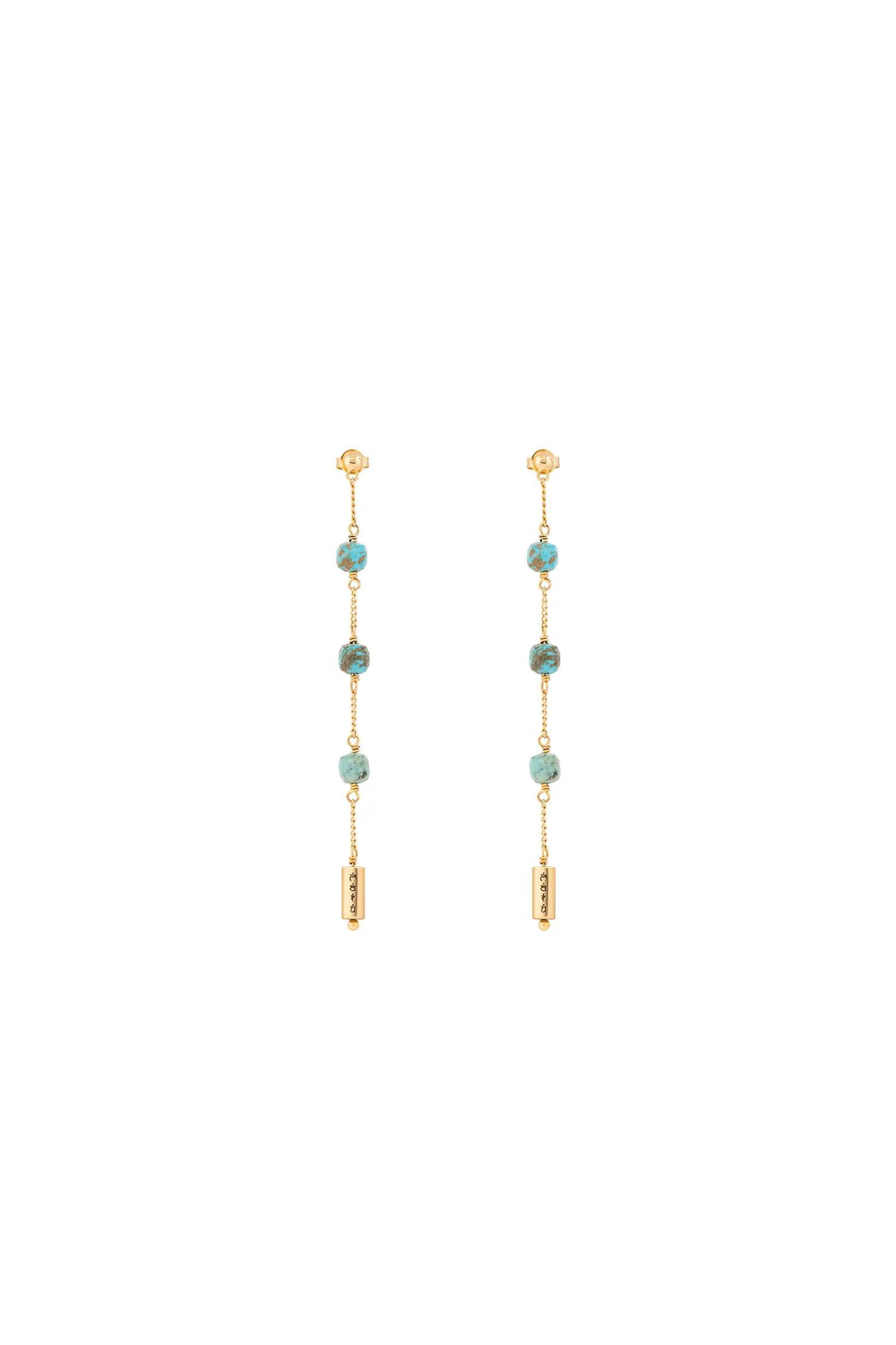 Women's Turquoise Mantra Gold Plated Drop Earrings - Serene Intentions (Women) | Nordstrom | Nordstrom